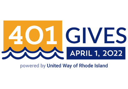 Horizontal 401Gives logo. APRIL 1, 2022 powered by in United Way of Rhode Island