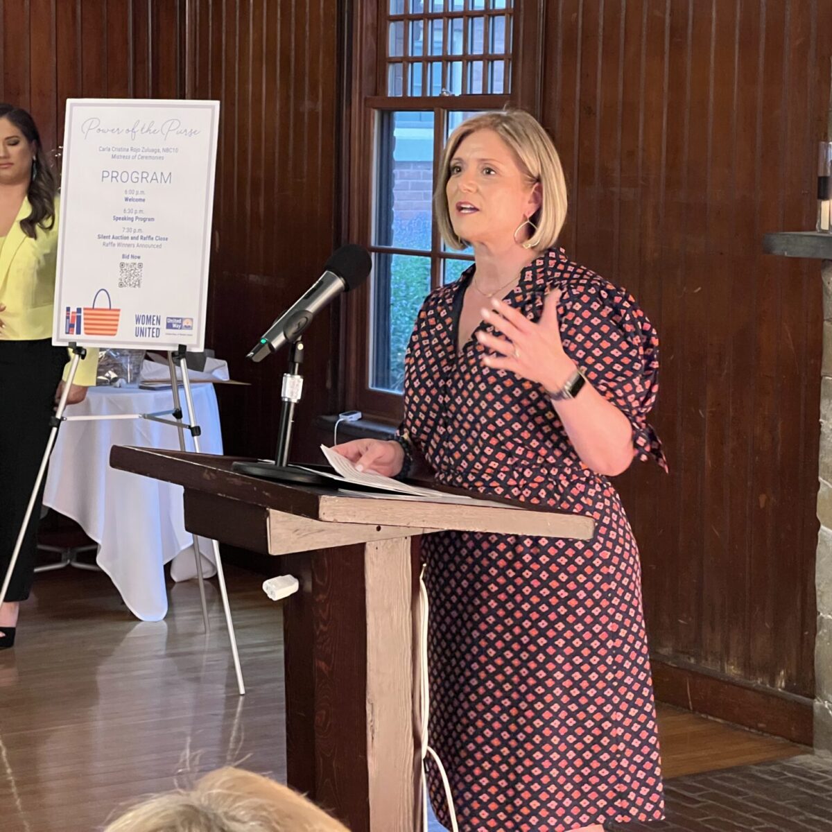 Cortney Nicolato, president and CEO of United Way of Rhode Island, shares remarks.