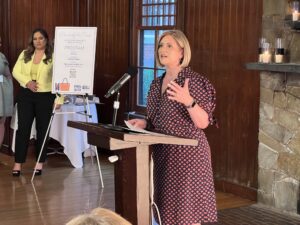 Cortney Nicolato, president and CEO of United Way of Rhode Island, shares remarks.