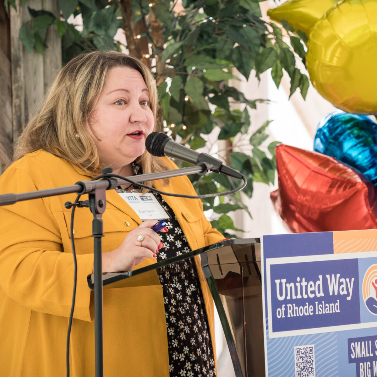 Zoya Tseytlin, program officer for workforce development/economic mobility at United Way of Rhode Island, shares remarks.