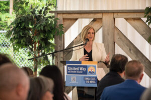 Cortney Nicolato, president and CEO of United Way of Rhode Island, shares opening remarks.