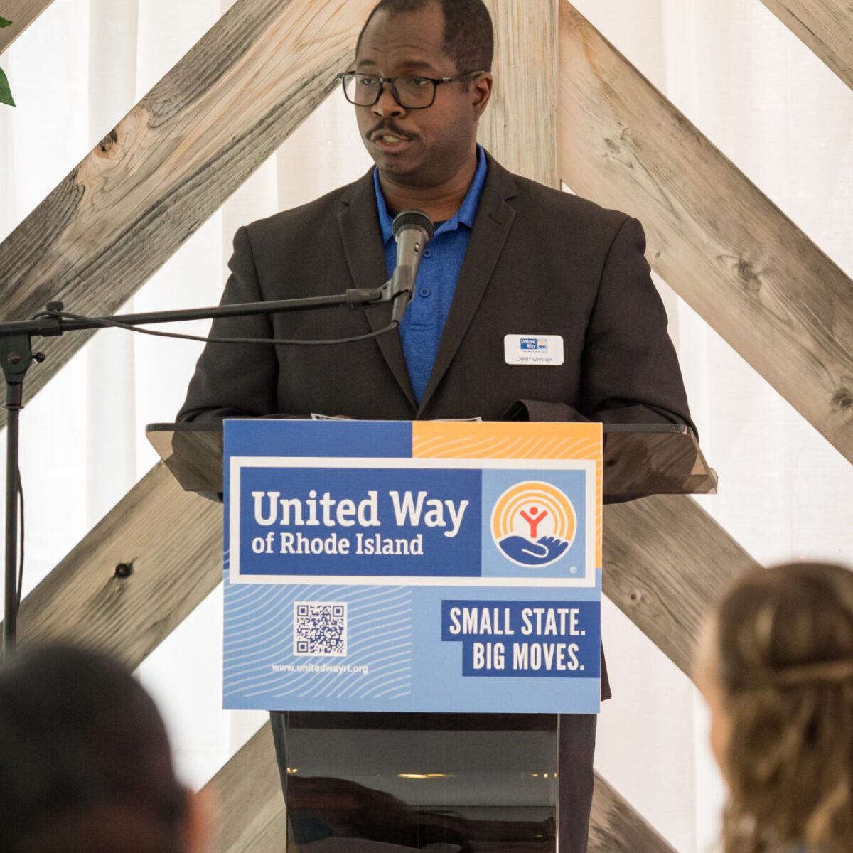Larry Warner, DrPh, MPH, chief impact and equity officer at United Way of Rhode Island, shares closing remarks.