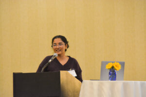 Divya Nair, policy analyst for the Economic Progress Institute, presenting a workshop.