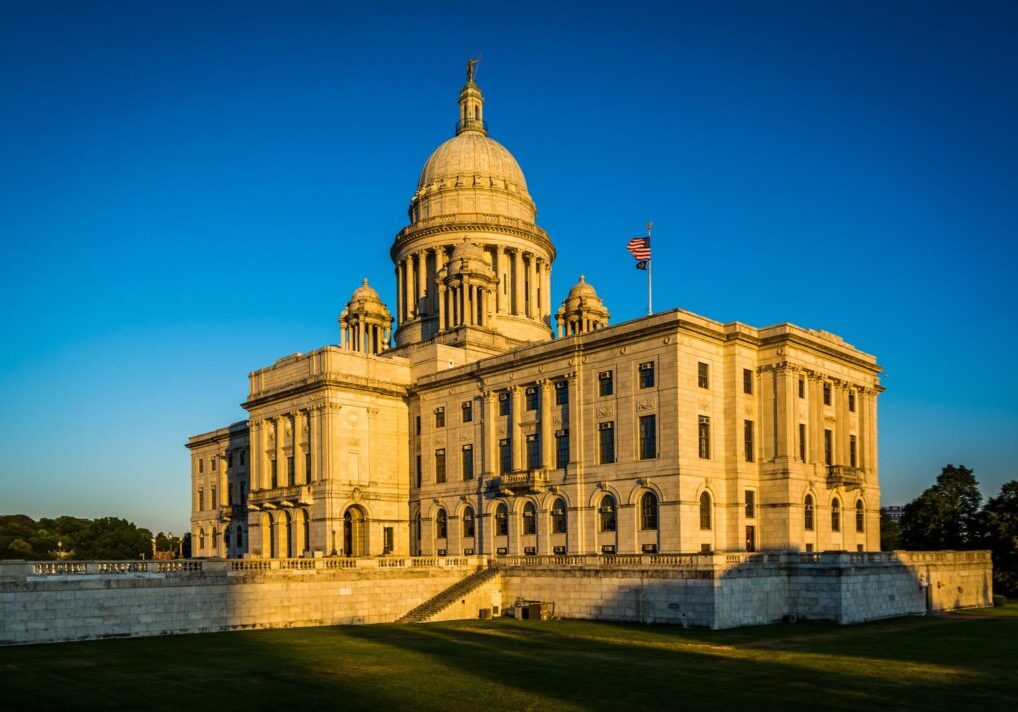 The exterior of the Rhode Island State House, in Providence, Rho The exterior of the Rhode Island State House, in Providence, Rhode Island.